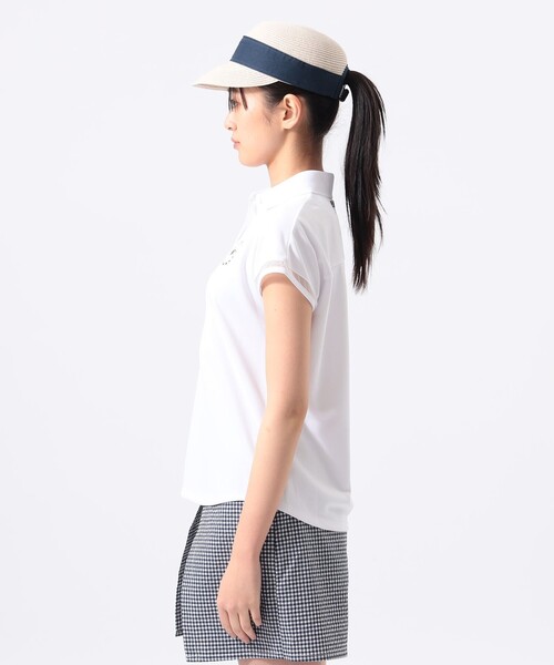BEAMS GOLF(ビームスゴルフ)の「ORANGE LABEL / フレンチスリーブ ポロシャツ(吸水速乾・UVカット)(ポロシャツ・レディース・レッド/ホワイト/ネイビー・LARGE/SMALL/MEDIUM)」の9枚目の写真