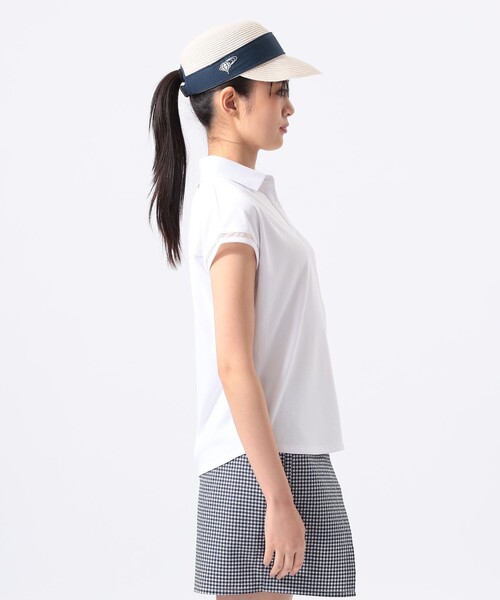 BEAMS GOLF(ビームスゴルフ)の「ORANGE LABEL / フレンチスリーブ ポロシャツ(吸水速乾・UVカット)(ポロシャツ・レディース・レッド/ホワイト/ネイビー・LARGE/SMALL/MEDIUM)」の10枚目の写真