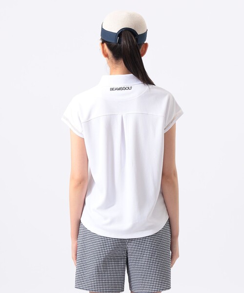 BEAMS GOLF(ビームスゴルフ)の「ORANGE LABEL / フレンチスリーブ ポロシャツ(吸水速乾・UVカット)(ポロシャツ・レディース・レッド/ホワイト/ネイビー・LARGE/SMALL/MEDIUM)」の11枚目の写真