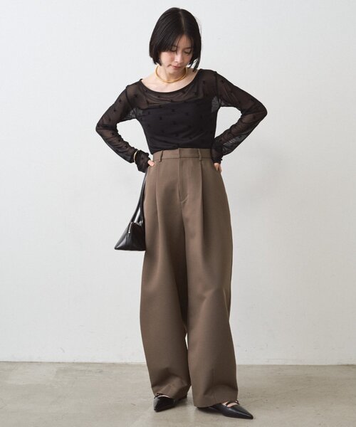 LOUNGEDRESS（ラウンジドレス）の「モノグラムシアープルオーバー（Tシャツ/カットソー・レディース・ブラック/ベージュ・FREE）」の18枚目の写真