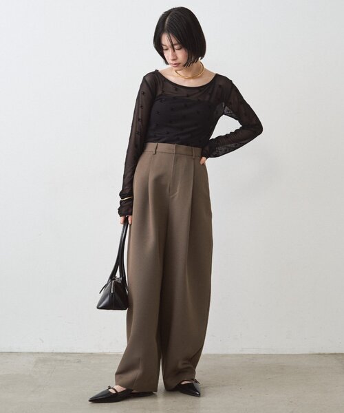 LOUNGEDRESS（ラウンジドレス）の「モノグラムシアープルオーバー（Tシャツ/カットソー・レディース・ブラック/ベージュ・FREE）」の19枚目の写真