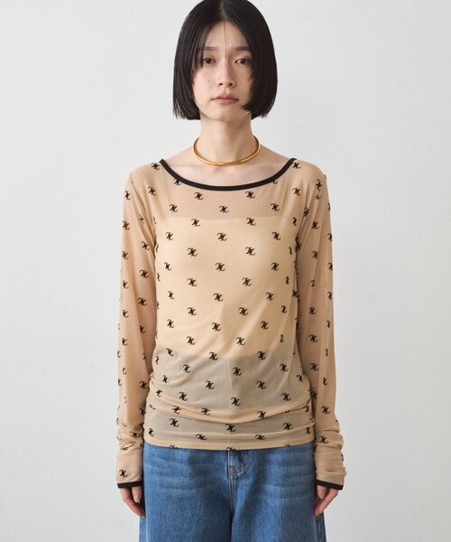 LOUNGEDRESS（ラウンジドレス）の「モノグラムシアープルオーバー（Tシャツ/カットソー・レディース・ブラック/ベージュ・FREE）」の11枚目の写真