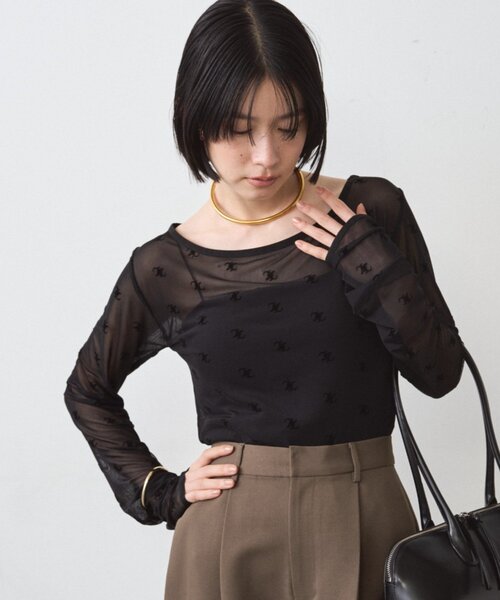 LOUNGEDRESS（ラウンジドレス）の「モノグラムシアープルオーバー（Tシャツ/カットソー・レディース・ブラック/ベージュ・FREE）」の22枚目の写真