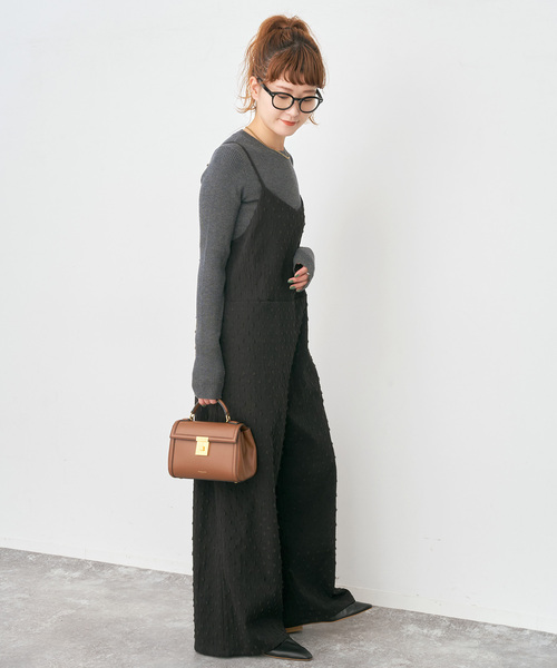 Spick & Span（スピックアンドスパン）の「《WEB限定 / 追加》ドットジャガードサロペット（サロペット/オーバーオール・レディース・ブラック・36/38）」の5枚目の写真