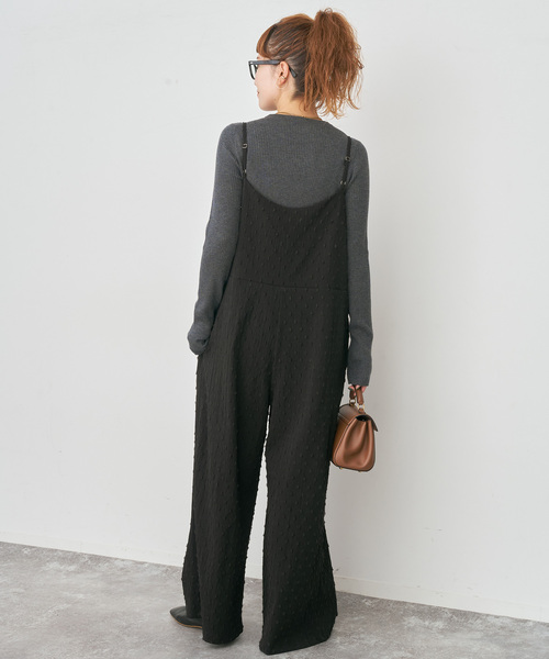 Spick & Span（スピックアンドスパン）の「《WEB限定 / 追加》ドットジャガードサロペット（サロペット/オーバーオール・レディース・ブラック・36/38）」の6枚目の写真