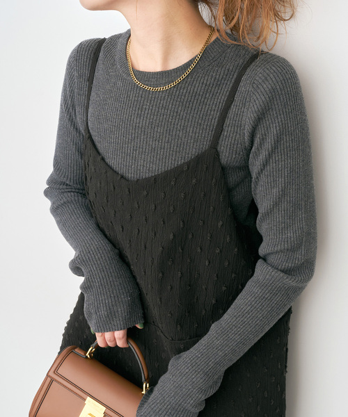 Spick & Span（スピックアンドスパン）の「《WEB限定 / 追加》ドットジャガードサロペット（サロペット/オーバーオール・レディース・ブラック・36/38）」の7枚目の写真