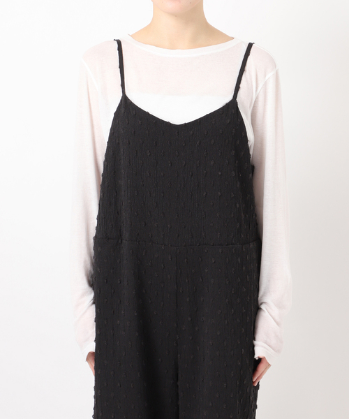 Spick & Span（スピックアンドスパン）の「《WEB限定 / 追加》ドットジャガードサロペット（サロペット/オーバーオール・レディース・ブラック・36/38）」の12枚目の写真