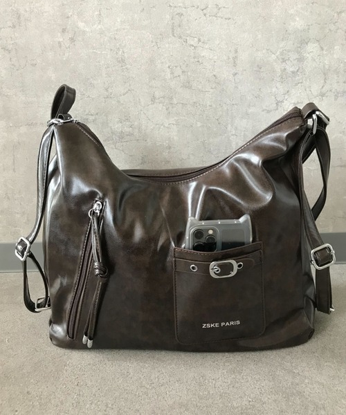 SHEPP(シープ)の「【3WAY/大容量!】フロントポケット フェイクレザーリュック ショルダートート(ショルダーバッグ・レディース・ブラウン/ブラック/ダークブラウン・F)」の19枚目の写真