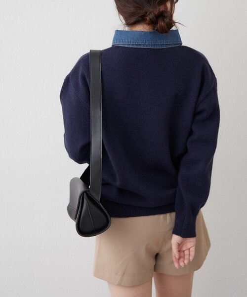 continuer de NICE CLAUP(コンティニューデナイスクラップ)の「デニム衿BIGニット(ニット/セーター・レディース・その他12/オフホワイト/ネイビー/トップグレー/その他1・FREE)」の11枚目の写真