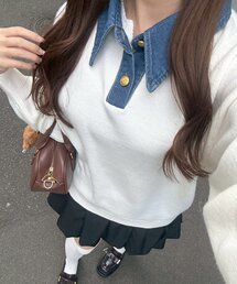 continuer de NICE CLAUP | デニム衿BIGニット(ニット/セーター)