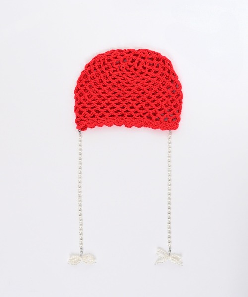 Narcissus（ナルシス）の「パールリボンビーニー（ニットキャップ/ビーニー・レディース・ブラック/レッド・FREE）」の7枚目の写真