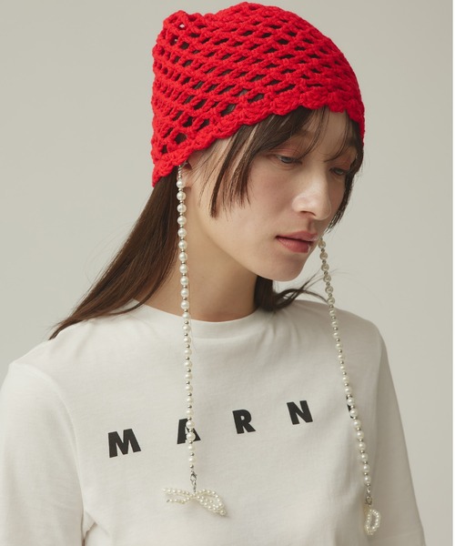 Narcissus（ナルシス）の「パールリボンビーニー（ニットキャップ/ビーニー・レディース・ブラック/レッド・FREE）」の6枚目の写真