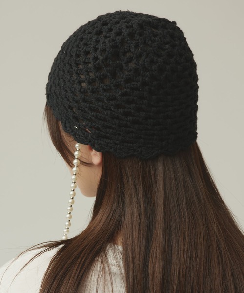 Narcissus（ナルシス）の「パールリボンビーニー（ニットキャップ/ビーニー・レディース・ブラック/レッド・FREE）」の4枚目の写真