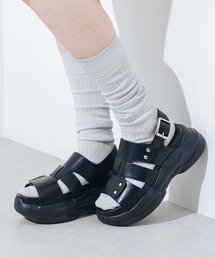 【XS-LLサイズ展開・軽量】厚底スタッズベルトサンダル JA5945