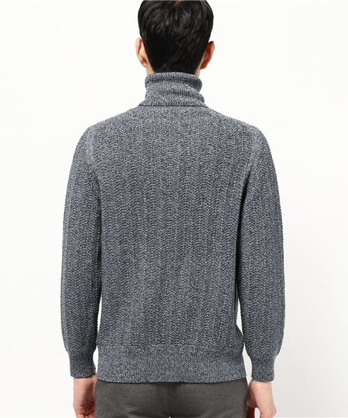 ABAHOUSE（アバハウス）の「コットン/アクリル ヘリンボーンタートルネック（ニット/セーター・メンズ・ブラック×ホワイト/ベージュ/ネイビー・2/3/4）」の5枚目の写真