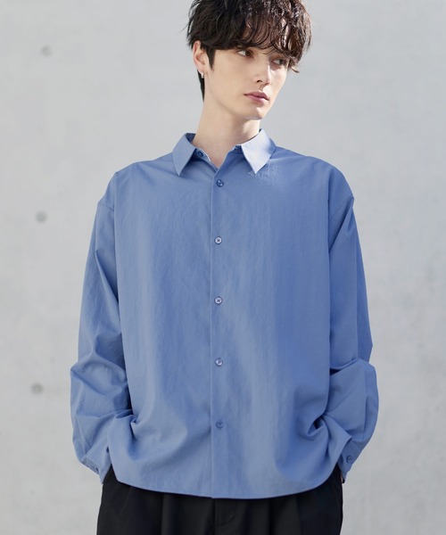 ETELIO（エテリオ）の「イージーケアレギュラーカラーブロードシャツ（シャツ/ブラウス・メンズ・ブルー/チャコール/ストライプ/ホワイト・S/M/L/XL）」の5枚目の写真
