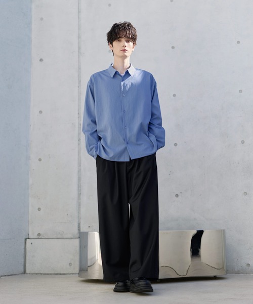 ETELIO（エテリオ）の「イージーケアレギュラーカラーブロードシャツ（シャツ/ブラウス・メンズ・ブルー/チャコール/ストライプ/ホワイト・S/M/L/XL）」の8枚目の写真