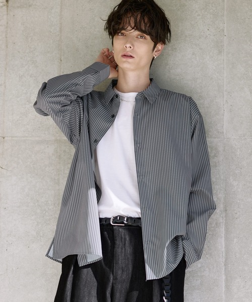 ETELIO（エテリオ）の「イージーケアレギュラーカラーブロードシャツ（シャツ/ブラウス・メンズ・ブルー/チャコール/ストライプ/ホワイト・S/M/L/XL）」の13枚目の写真