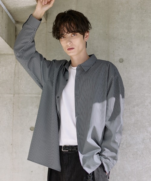 ETELIO（エテリオ）の「イージーケアレギュラーカラーブロードシャツ（シャツ/ブラウス・メンズ・ブルー/チャコール/ストライプ/ホワイト・S/M/L/XL）」の15枚目の写真