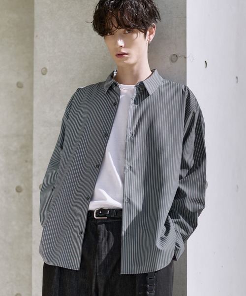 ETELIO（エテリオ）の「イージーケアレギュラーカラーブロードシャツ（シャツ/ブラウス・メンズ・ブルー/チャコール/ストライプ/ホワイト・S/M/L/XL）」の12枚目の写真