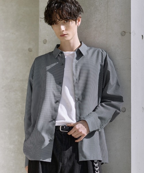 ETELIO（エテリオ）の「イージーケアレギュラーカラーブロードシャツ（シャツ/ブラウス・メンズ・ブルー/チャコール/ストライプ/ホワイト・S/M/L/XL）」の14枚目の写真