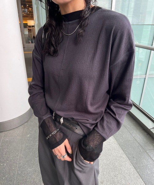 Ameri(アメリ)の「COTTON SILK SOFT TOP(Tシャツ/カットソー・レディース・アイボリー/ライトブルー/スミクロ・FREE)」の3枚目の写真