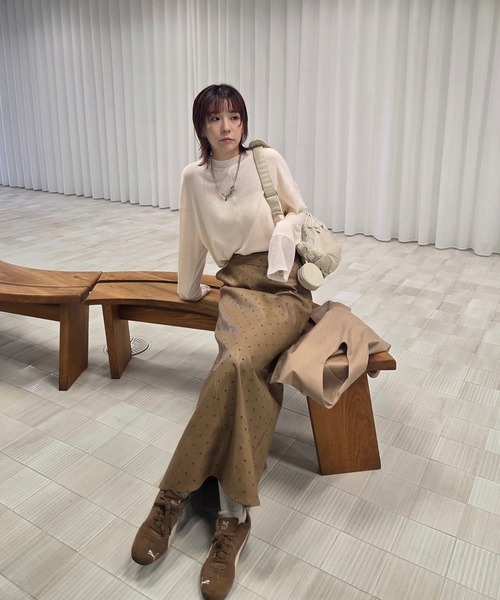 Ameri(アメリ)の「COTTON SILK SOFT TOP(Tシャツ/カットソー・レディース・アイボリー/ライトブルー/スミクロ・FREE)」の5枚目の写真