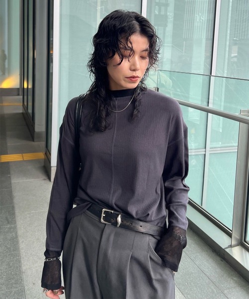 Ameri(アメリ)の「COTTON SILK SOFT TOP(Tシャツ/カットソー・レディース・アイボリー/ライトブルー/スミクロ・FREE)」の8枚目の写真
