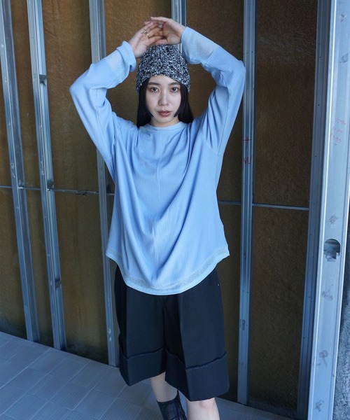 Ameri(アメリ)の「COTTON SILK SOFT TOP(Tシャツ/カットソー・レディース・アイボリー/ライトブルー/スミクロ・FREE)」の13枚目の写真