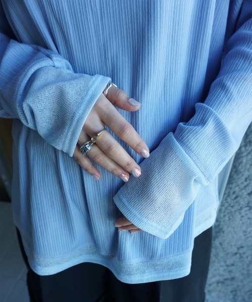 Ameri(アメリ)の「COTTON SILK SOFT TOP(Tシャツ/カットソー・レディース・アイボリー/ライトブルー/スミクロ・FREE)」の14枚目の写真