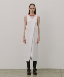 Two-Way Wrap Sleeveless Long Linen Dress White