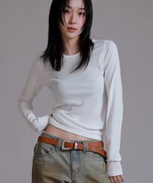 ベーシックラウンドリブTシャツ_ホワイト