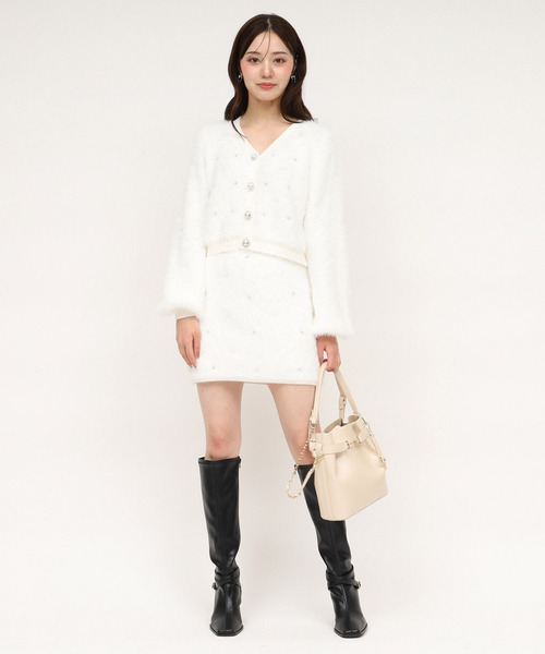 ROYAL PARTY(ロイヤルパーティー)の「パールビジューシャギーミニスカート(スカート・レディース・オフホワイト/ピンク/ブルー・FREE)」の5枚目の写真