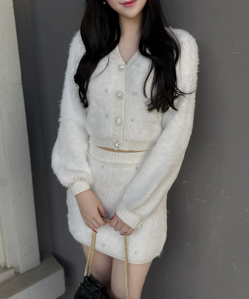 ROYAL PARTY(ロイヤルパーティー)の「パールビジューシャギーミニスカート(スカート・レディース・オフホワイト/ピンク/ブルー・FREE)」の8枚目の写真