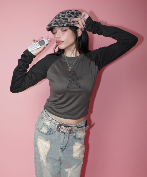 IMARI(イマリ)の「【 IMARI / イマリ 】 ワンポイント スター ラグラン ロンT(Tシャツ/カットソー・レディース・ブラック/ホワイト・FREE)」の6枚目の写真