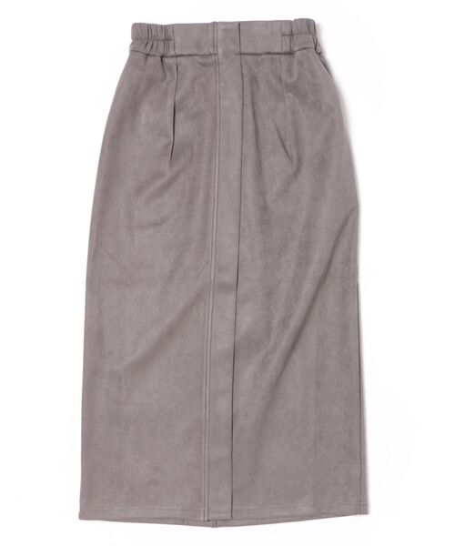 Droite lautreamont（ドロワットロートレアモン）の「スエードフロント切替えナロースカート≪手洗い可能≫（スカート・レディース・ブラック/チャコールグレー・M）」の2枚目の写真
