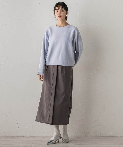 Droite lautreamont(ドロワットロートレアモン)の「スエードフロント切替えナロースカート≪手洗い可能≫(スカート・レディース・ブラック/チャコールグレー・M)」の20枚目の写真