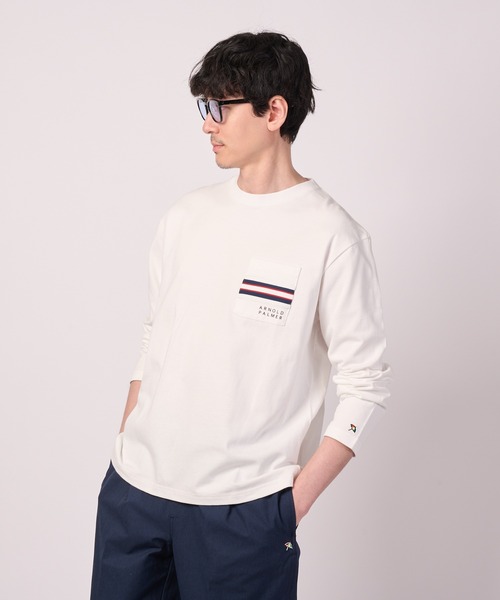 Arnold Palmer（アーノルドパーマー）の「パネルリブ ポケット シェア ロングTシャツ（Tシャツ/カットソー・レディース・ブラック/ホワイト/ライトベージュ・LL/L/M/S/XS）」の6枚目の写真