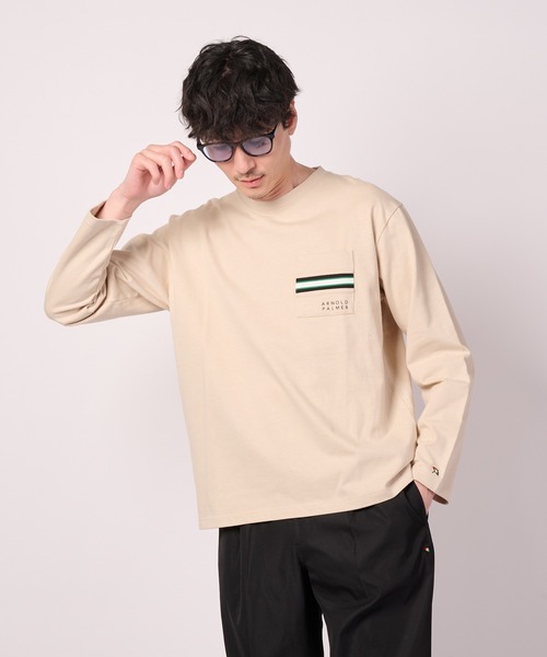 Arnold Palmer（アーノルドパーマー）の「パネルリブ ポケット シェア ロングTシャツ（Tシャツ/カットソー・レディース・ブラック/ホワイト/ライトベージュ・LL/L/M/S/XS）」の14枚目の写真