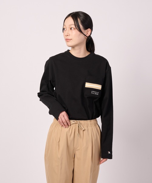 Arnold Palmer（アーノルドパーマー）の「パネルリブ ポケット シェア ロングTシャツ（Tシャツ/カットソー・レディース・ブラック/ホワイト/ライトベージュ・LL/L/M/S/XS）」の8枚目の写真