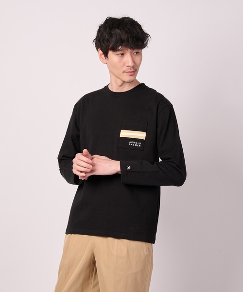 Arnold Palmer（アーノルドパーマー）の「パネルリブ ポケット シェア ロングTシャツ（Tシャツ/カットソー・レディース・ブラック/ホワイト/ライトベージュ・LL/L/M/S/XS）」の11枚目の写真
