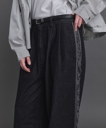 Confirm（コンファーム）の「Lace Line Pants   レースライン ワイド デニムパンツ メンズ レディース ユニセックス（デニムパンツ）」