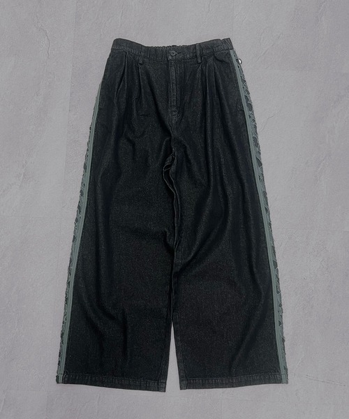 Confirm(コンファーム)の「Lace Line Pants / レースライン ワイド デニムパンツ メンズ レディース ユニセックス(デニムパンツ・メンズ・ブラック/ネイビー・S/M/L)」の3枚目の写真