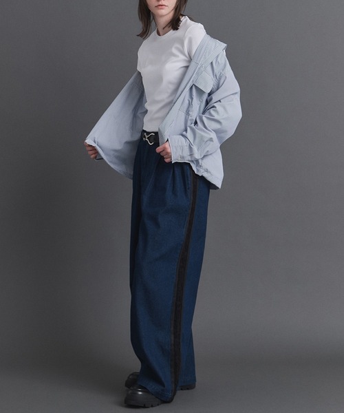 Confirm(コンファーム)の「Lace Line Pants / レースライン ワイド デニムパンツ メンズ レディース ユニセックス(デニムパンツ・メンズ・ブラック/ネイビー・S/M/L)」の14枚目の写真
