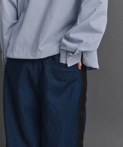 Confirm(コンファーム)の「Lace Line Pants / レースライン ワイド デニムパンツ メンズ レディース ユニセックス(デニムパンツ・メンズ・ブラック/ネイビー・S/M/L)」の8枚目の写真