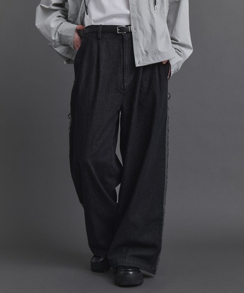 Confirm(コンファーム)の「Lace Line Pants / レースライン ワイド デニムパンツ メンズ レディース ユニセックス(デニムパンツ・メンズ・ブラック/ネイビー・S/M/L)」の19枚目の写真