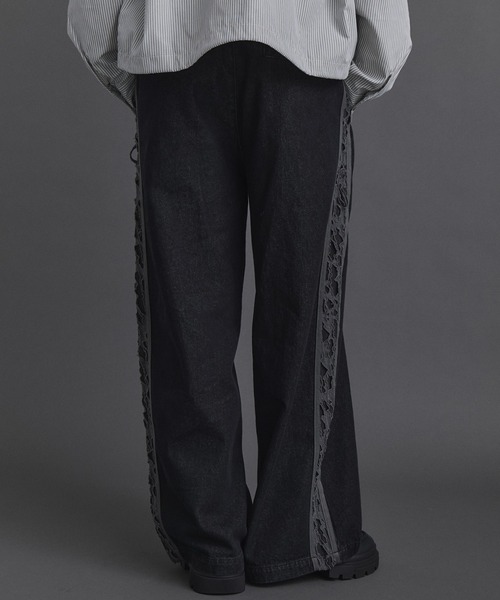 Confirm(コンファーム)の「Lace Line Pants / レースライン ワイド デニムパンツ メンズ レディース ユニセックス(デニムパンツ・メンズ・ブラック/ネイビー・S/M/L)」の20枚目の写真