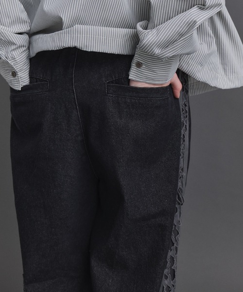 Confirm(コンファーム)の「Lace Line Pants / レースライン ワイド デニムパンツ メンズ レディース ユニセックス(デニムパンツ・メンズ・ブラック/ネイビー・S/M/L)」の22枚目の写真
