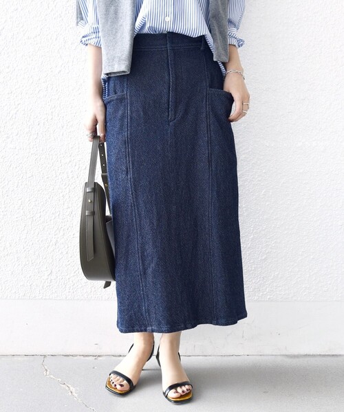 SHIPS（シップス）の「〈手洗い可能〉ルーズ デニム サイド ポケット スカート（デニムスカート・レディース・ネイビー/ホワイト・ONE SIZE）」の15枚目の写真