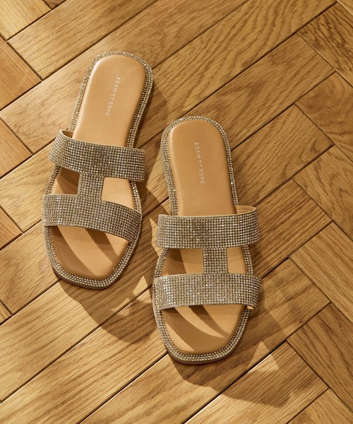 ADAM ET ROPE'（アダムエロペ）の「Iストラップラインストーンサンダル（サンダル・レディース・ブラック/ベージュ/ブラウン/シルバー・36/37/38/39）」の5枚目の写真